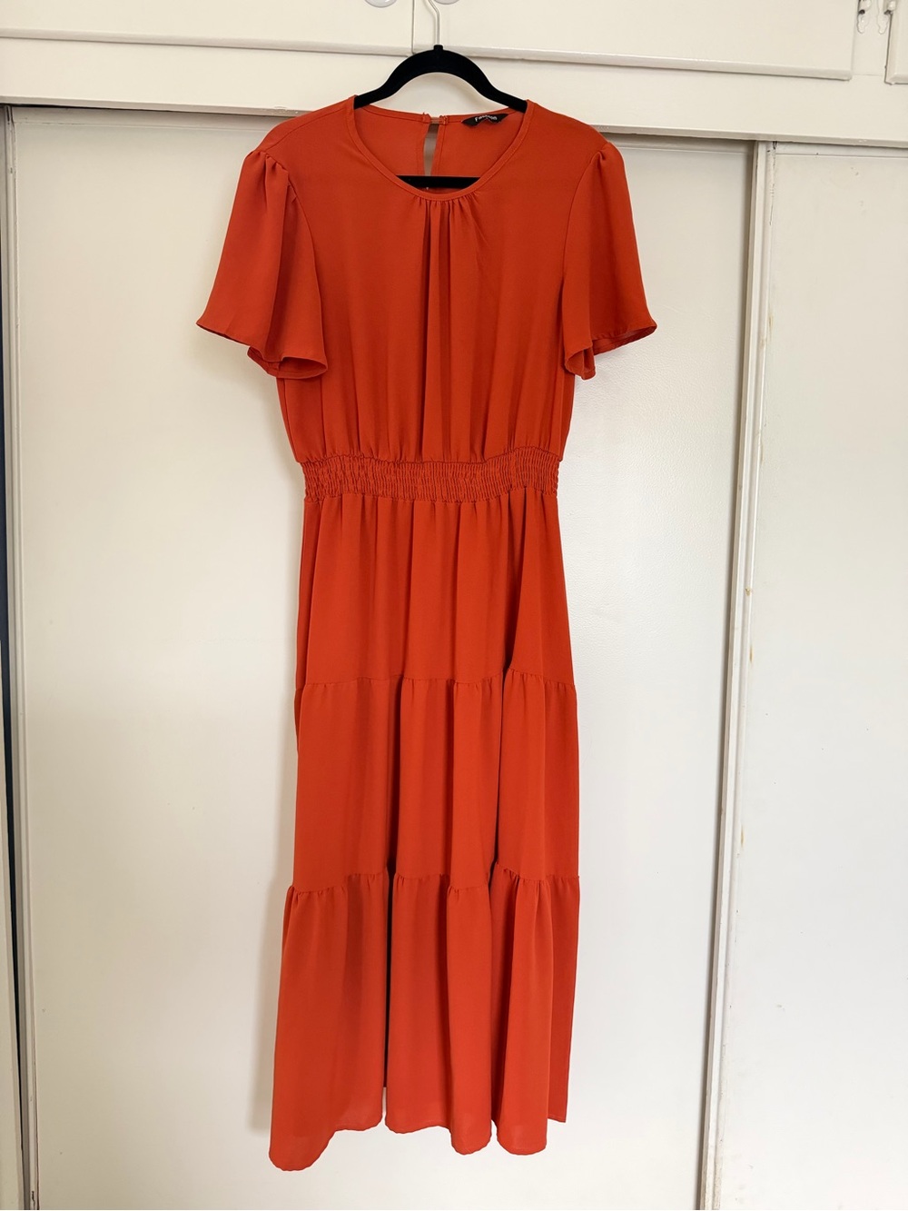 Women's Terracotta Tiered Maxi Dress with Smocked Waist